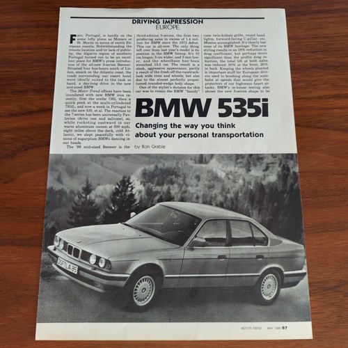 Bmw 535i e34 rivista - e34, articolo