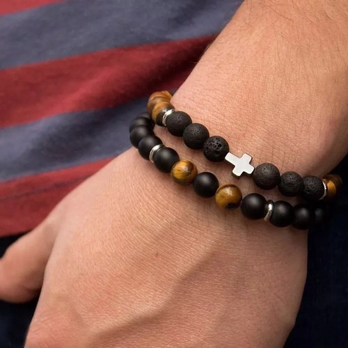 Bracciale pietra croce - 2x,