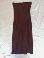 Gonna longuette, Zara Knit, taglia M, a costine, bordeaux, viscosa elasticizzata
