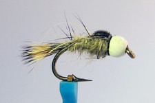 1x mosca pesca ninfa Lievre PALLA BIANCA H10/12/14/16/18/20 mosca fly ninfa