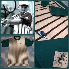 POLO SHIRT '90s NIKE Supreme Court JIM COURIER tg.L slim S/M made in Italy Rare