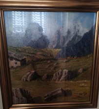 Dipinto montagna 35x33cm con