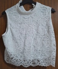 Top camicia con pizzo bianco