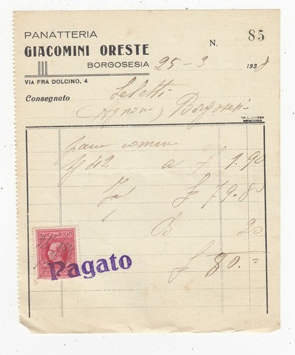 Fattura borgosesia panetteria - fattura,