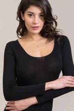 Maglia scollo rotondo da donna manica lunga lana seta bordo raso Madiva Sara