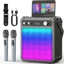 Karaoke Con 2 Microfoni,Cassa Karaoke Professionale Completo Portatile Bluetooth