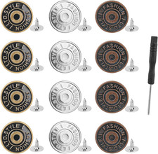 12 Pezzi Bottoni Jeans, 17Mm Bottoni per Jeans Regolabili, Pulsanti per Jeans So