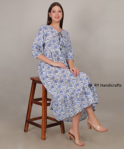 Abito donna stampa blocco blu