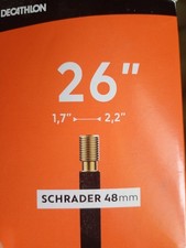 Due Camere d'aria bicicletta valvola schrader 48mm, misura 26X1.7/2.2.7  