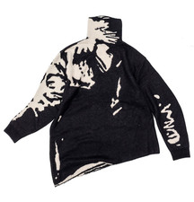 doppiopetto misto lana GRAFFITI JACQUARD KNIT PULLOVER M-Size 25AW nero bianc...