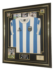 Diego Maradona Argentina 86 Carta Firmata con Camicia Jersey Autografo DISPLAY