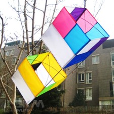 Aquilone 3D Box Tradizionale 34"/85CM Linea Singola per Bambini Principianti con Manico