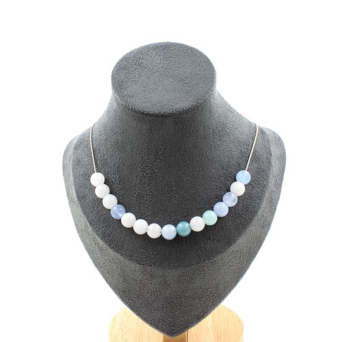Collana perle acquamarina 8 - 15,