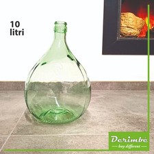 Damigiana di vetro verde chiaro 10 litri, arredamento, vintage, vaso da terra