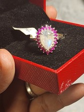 ANELLO pietra di luna e rubino