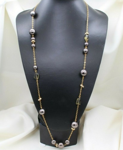 Collana lunga vetro grigio - collana,