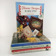 6x Cross Stitch Countryside Flower Designs Themed Book Bundle Art & Craft