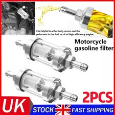 2pz Filtro in linea benzina carburante vetro cromato lavabile universale moto 8mm♧