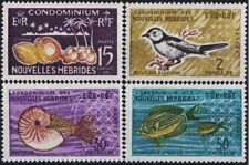 Nuovo Ebridi/Francese 1963 Flycatcher uccelli pesce mollusco palma da cocco marina MNH