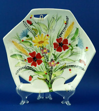 ROMETTI Grande PIATTO porta frutta ceramica fiori aerografo decò 1900 Umbertide