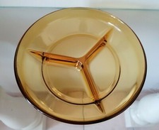 antipastiera piatto a 3 scomparti vetro ambrato cm 22 cucina accessori tavola