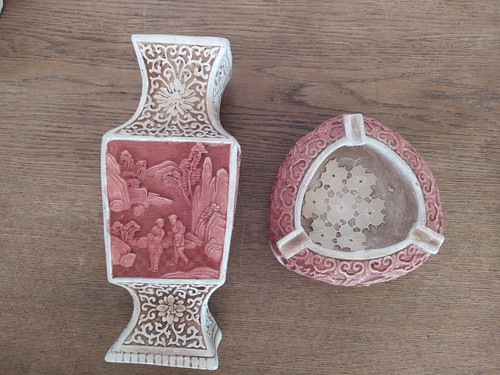 Antico vaso fiori gesso - fiori, due