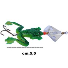 ARTIFICIALE PESCA BLACK BASS LUCCIO RANA IN GOMMA SILICONE SPINNING CUCCHIAINO