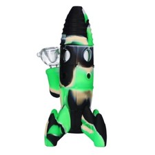 Bong in Silicone Missile con LED Luminoso Verde 20cm