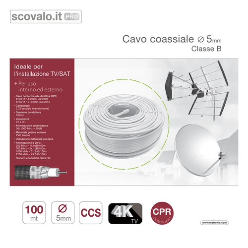 Cavo coassiale 5mm 100m - cavo, classe