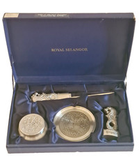 SELAGOR ROYAL set ufficio, scrivania in peltro, Singapore, con scatola, nuovo