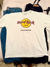 MAGLIETTA T-SHIRT HARD ROCK CAFE HOLLYWOOD LOS ANGELES BIANCA TG L