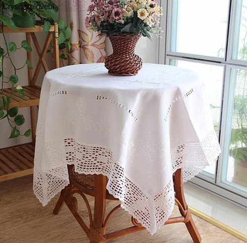 White lace dinning tablecloth - lace,