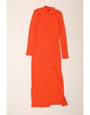 Abito donna ZARA maglia maxi bodycon UK 10 piccolo arancione viscosa BS06