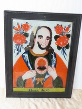 Immagine Dietro Vetro Probabilmente 19 Secolo. Cuore Di Gesù!