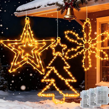 Decorazioni Natalizie per Esterno 3 Pezzi Fiocco Di Neve/Albero Di Natale/Stella