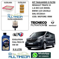 TAGLIANDO 3 FILTRI E OLIO ORIGINALE 5W30 RENAULT TRAFIC III 1.6 115 84KW 115 CV