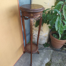 Antica ALZATINA FRANCESE PORTA VASI/STATUE IN STILE LUIGI XVI- Intagli & Paglia 