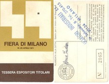 tessera ingresso espositori fiera di Milano 1971