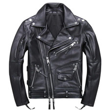 Giacca pelle moto uomo nera