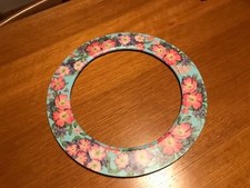 Cornice Circolare "Rose Selvatiche" sfondo azzurro legno realizzata al decoupage