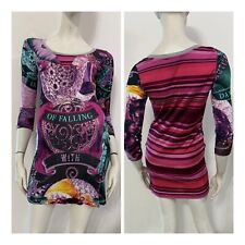 CUSTO BARCELONA Vestito abito fucsia fantasia colorata Tg 3