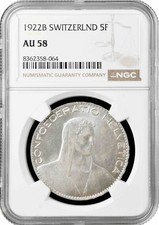 Svizzera 5 franchi 1922 B, NGC