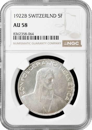 Svizzera franchi 1922 ngc - svizzera, b,