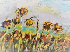 GIRASOLI AL VENTO - Olio su