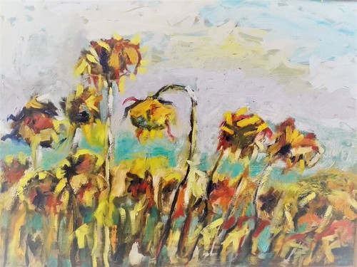 Girasoli vento olio su - girasoli, al