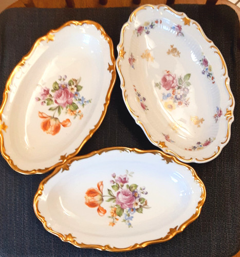 Vtg fine porcelain oval - oval, plates