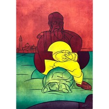 VALERIO ADAMI Litografia originale "TARTARUGA DI SAN GIORGIO"