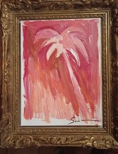 MARIO SCHIFANO PALMA ACRILICO SU TELA FIRMATO