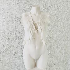 GILET BOLERO 100% COTONE UNCINETTO BIANCO PANNA DONNA