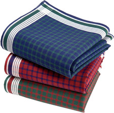 Fazzoletti in Tessuto Da Uomo, 100% Cotone Pettinato, 45 X 45 Cm, 3 Pezzi, Model